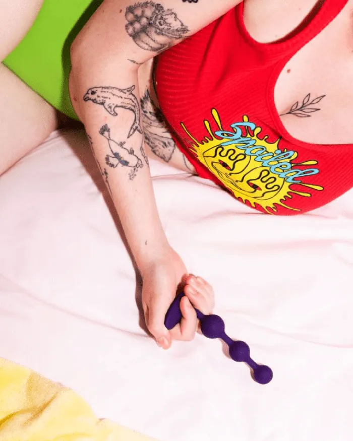Anal Romp Amp Flexible Anal Beads Purple WOW