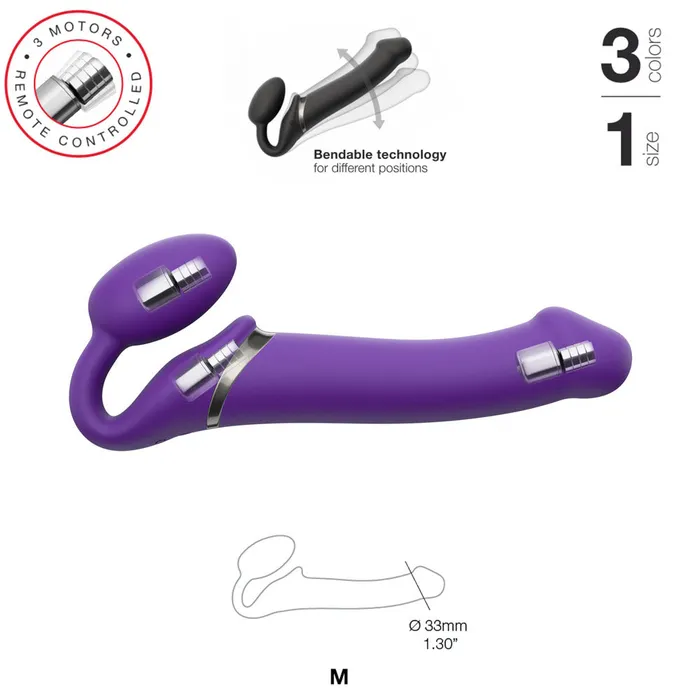 Female Sex Toys STRAP ON ME Strap On Me Strapless Bendable Remote Vibrating Strap On Medium Black