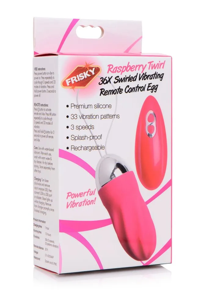 Female Sex Toys Frisky Frisky Raspberry Twirl 36x Swirled Silicone Rechargeable Vibrating Remote Control Egg