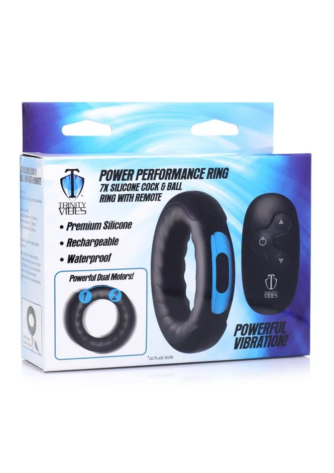 Trinity Men Remote Control 7x Rechargeable Silicone Cock Ring Trinity Men Male Sex Toys