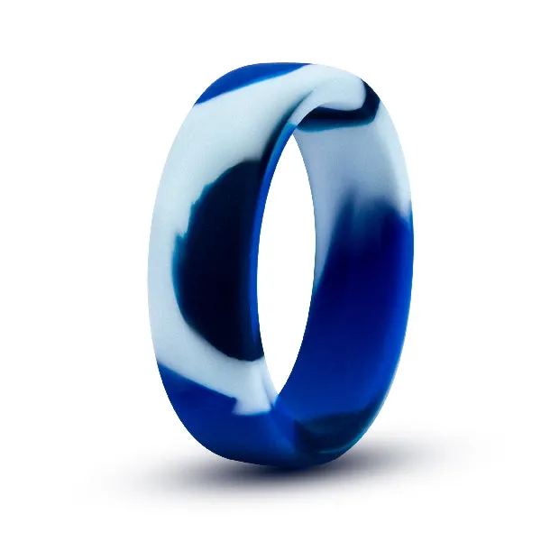 Performance Silicone Camo Cock Ring Blue Camoflauge Blush Male Sex Toys
