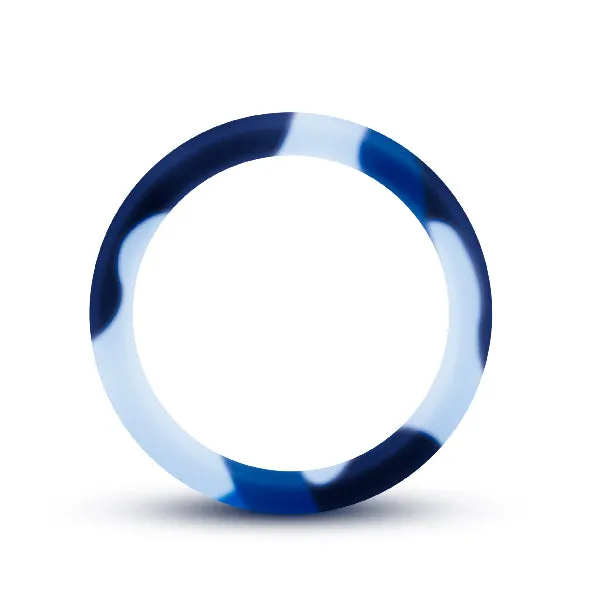 Performance Silicone Camo Cock Ring Blue Camoflauge Blush Male Sex Toys