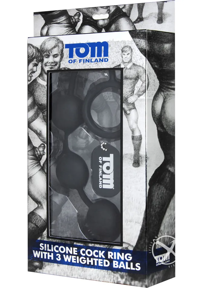 TOM OF FINLAND Male Sex Toys Tom Of Finland Silicone Cock Ring with 3 Weighted Balls