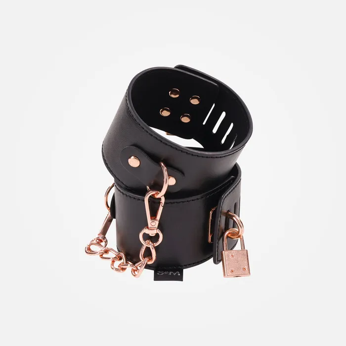 Sex Mischief Black Rose Gold Locking HandCuff Restraints Sportsheets Anal